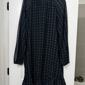 Who What Wear Black Checkered Long Sleeve Dress